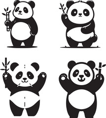panda silhouette, panda icon, panda vector, 