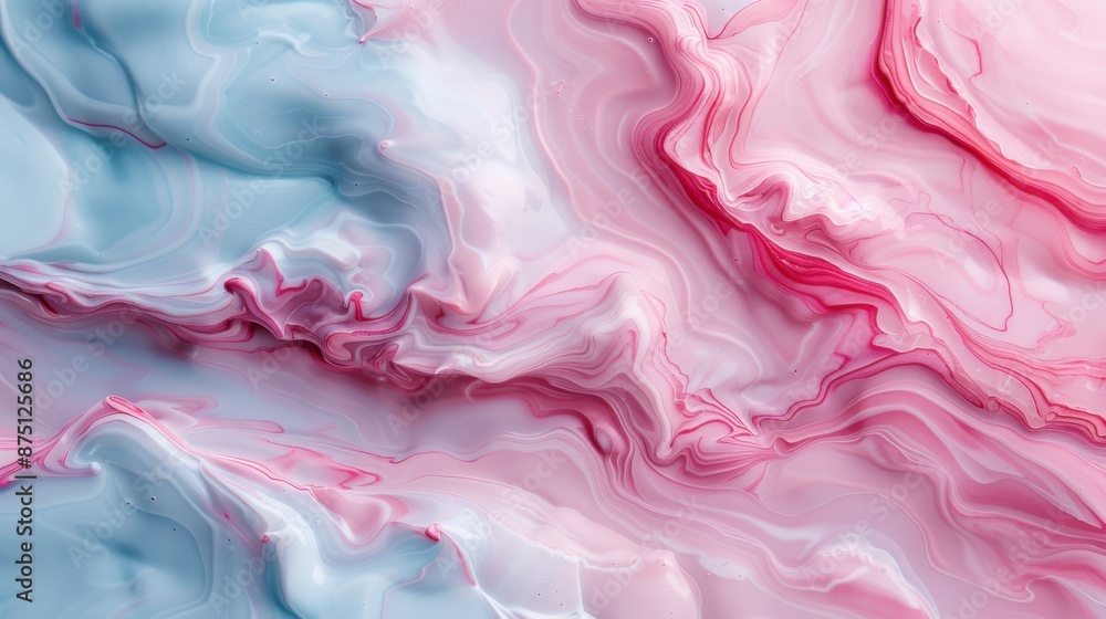 Aufkleber an abstract fluid art image featuring soft pastel tones in pink and blue, with gentle and flowing sh