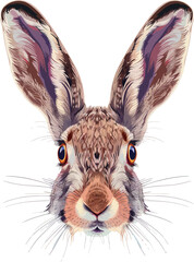 Hare head frontal view vector isolated animal