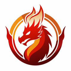 a minimal logo fire dragon