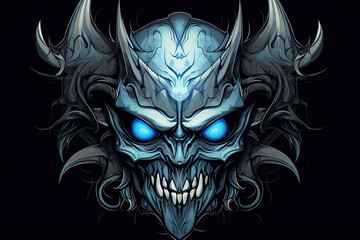 Naklejka premium Smoky blue demon. Devil tattoo