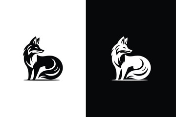 Fox silhouette. Vector illustration isolated on white black background. Vector of fox design on white background.