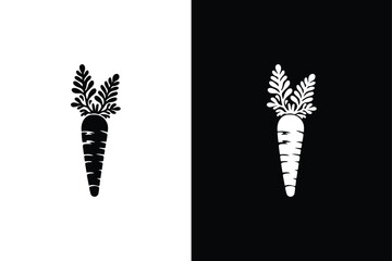 Carrot icon, vegetable and diet, vector graphics. Silhouette of carrot and black color on a white.