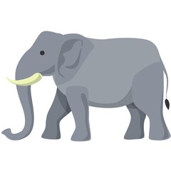 Obraz premium Cute Cartoon Elephant Vector Illustration with Tusk - Perfect for Children's Books, Safari-Themed Designs, and Educational Materials