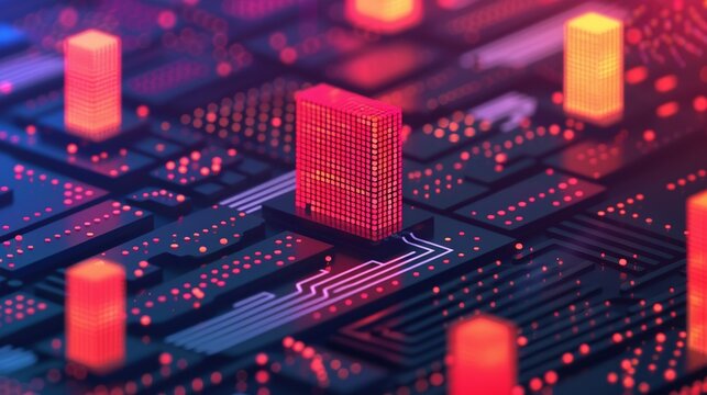 Dynamic and impactful design highlighting blockchain, 5G, and VR; vibrant visuals of AR and telecommunication advancements. Illustration, Image, , Minimalism,