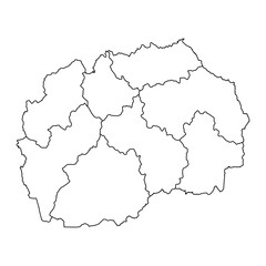 North Macedonia map with administrative divisions. Vector illustration.