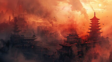 Obraz premium Atmospheric Aesthetic of Ancient China