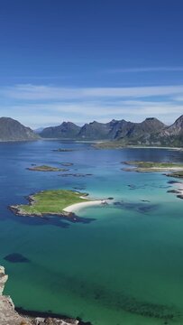 Viewpoint on top of Roren, Lofoten, Norway, summer 
