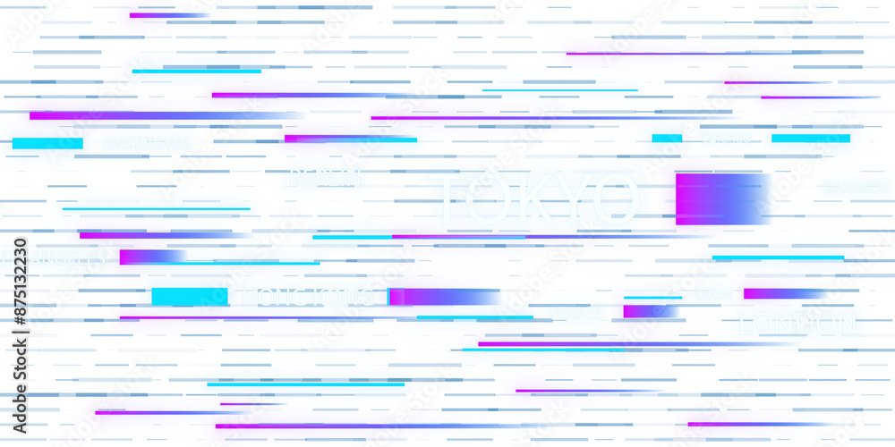 Aufkleber Abstract digital glitch effect with dynamic lines and color distortions on a white background, concept of technology. 3D Rendering