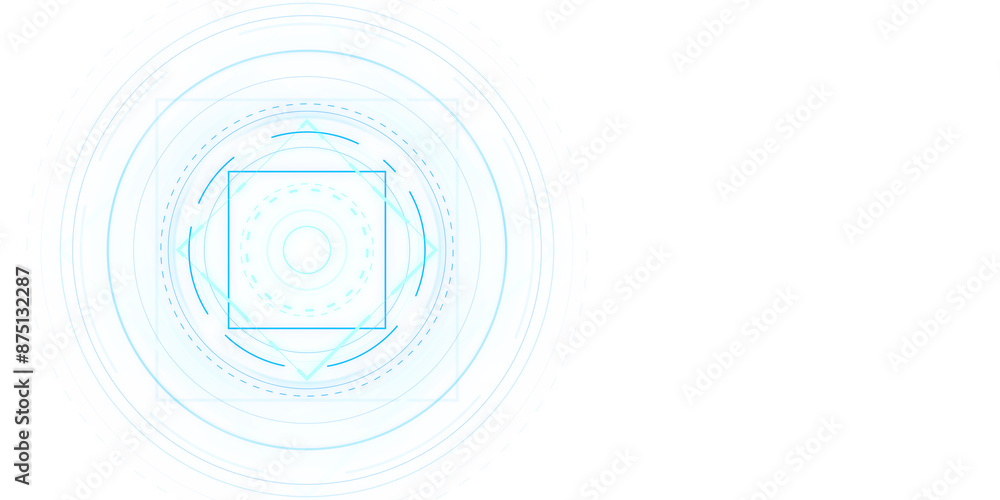 Aufkleber geometric blue shapes with circular motion on a white background, symbolizing technology and connect