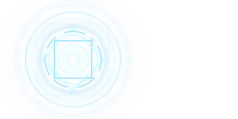 Geometric blue shapes with circular motion on a white background, symbolizing technology and connectivity. 3D Rendering