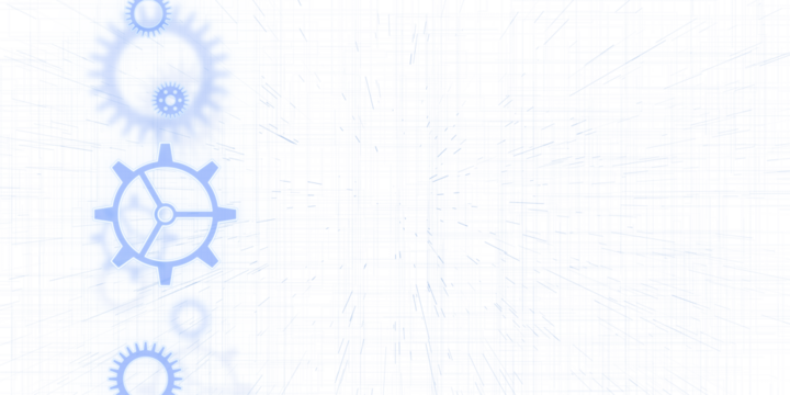 Light blue gears on a digital blueprint background, indicating a technological or engineering concept. 3D Rendering