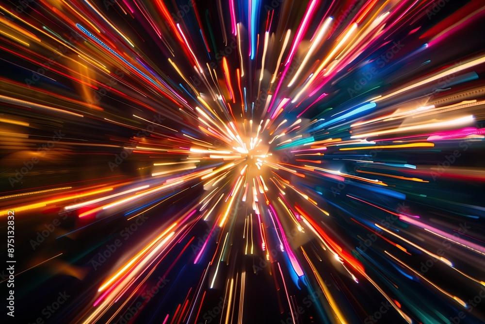 Poster abstract background of speed motion light with lens flare and bokeh