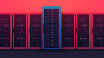 Detailed IT infrastructure artwork with secure servers, efficient networks, and robust data centers, highlighting the foundation of modern digital operations. Illustration, Image, , Minimalism,