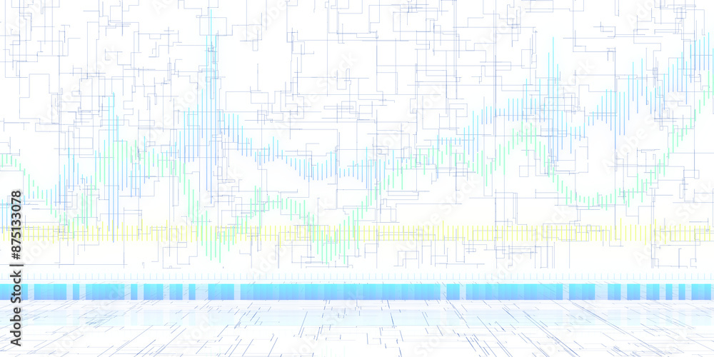 Leinwandbilder abstract digital artwork with blue and green geometric patterns over a white background, concept of 