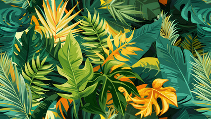 Island Paradise: Seamless Vector Tropical Leaf Design