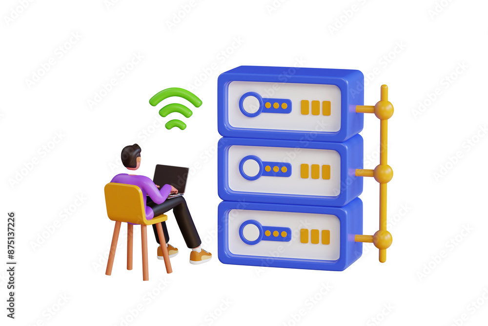 Poster ftp access 3d illustration. database management 3d illustration