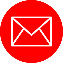 Email Vector Line White Circle Red