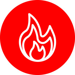 Flame Vector Line White Circle Red