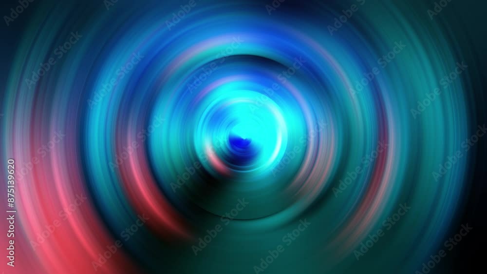 Poster abstract vj loop pattern of blue pink radial spin circles with the effect displacement animation. gl