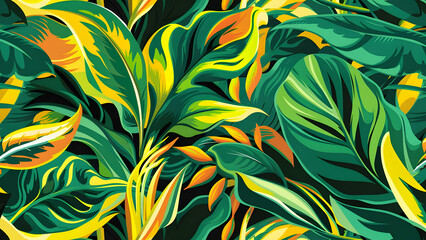 Vibrant Tropical Mix Seamless Vector Fabric Pattern