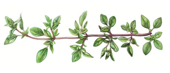 Obraz premium A detailed watercolor depiction of a thyme leaf