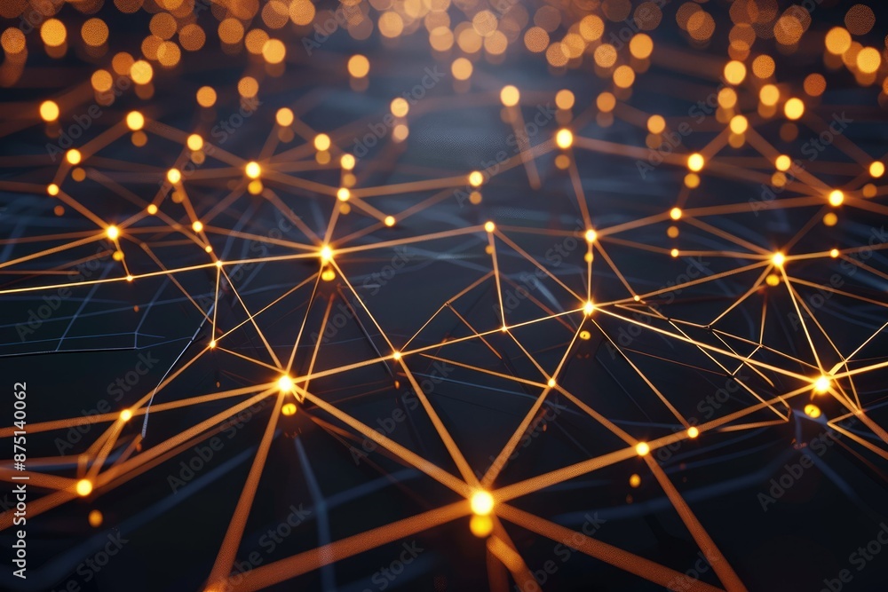 Poster a depiction of neural networks with luminous nodes and connections, set against an abstract backgrou