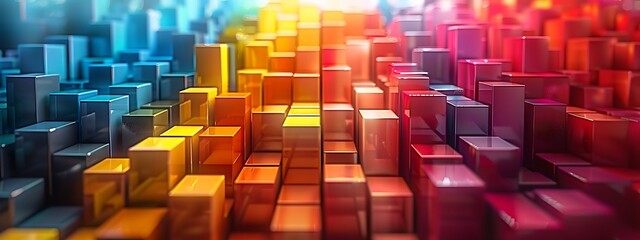 Obraz premium Bar charts with many colors going up and down for stock market investment or bright colorful banking charts