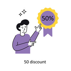 50 Discount  vector Flat Design illustration. Symbol on White background EPS 10 