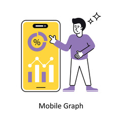 Mobile Graph vector Flat Design illustration. Symbol on White background EPS 10 