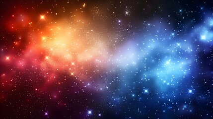 Fototapeta premium Vibrant Galaxy with Stars, Abstract Space Nebula Background in Red and Blue