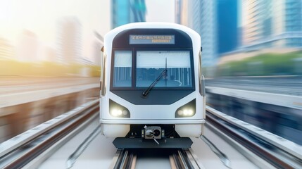 A modern light rail system offering efficient, ecofriendly transportation through urban areas, reducing traffic congestion and emissions with copy space
