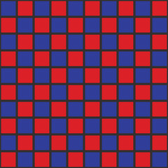 seamless repeating pattern of blue and red squares, black stripes