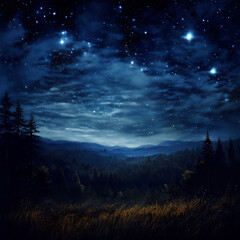 Fototapeta premium Starry Night별이 내리는밤 Generative AI