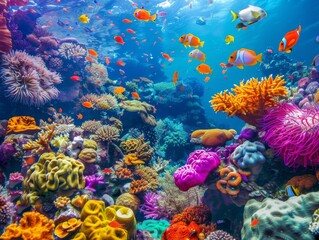 Colorful Coral Reef TeemingMarine Life - Vibrant Underwater Diversity Concept Image