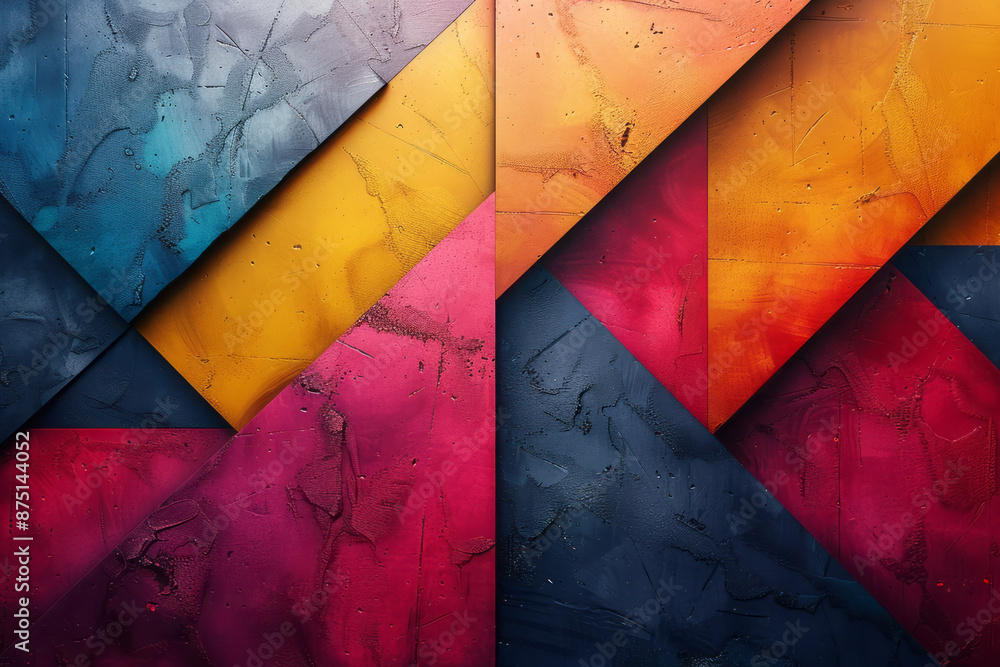 Poster vivid geometric patterns with dynamic shapes in a modern design,