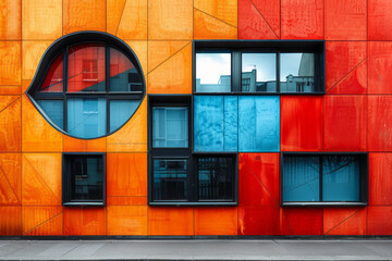 Striking geometric design with bright and bold colors in a contemporary style,