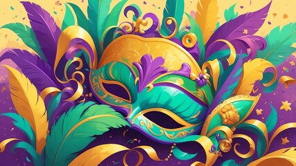mardi gras holiday flat banner