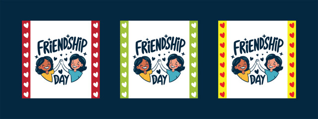 Fototapeta premium Creative Social Media Post Templates: Modern Infographic and Instagram Designs for Celebrations, Friendship Day, Children Events, and More | Happy, Friendly, and Illustrated Digital Banners and Covers