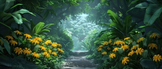 An advanced botanical garden showcases plants with mystical properties