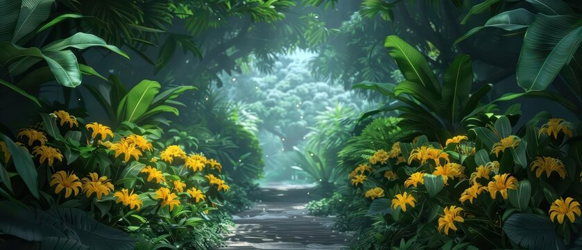 An advanced botanical garden showcases plants with mystical properties