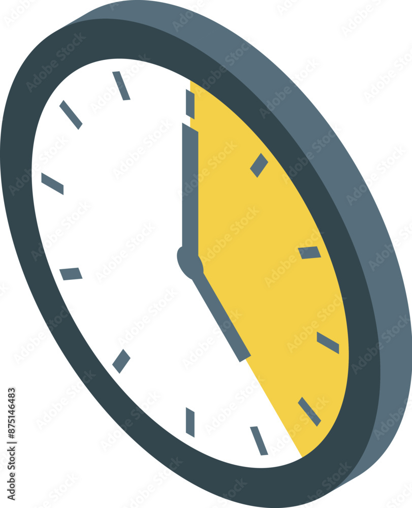 Poster clock face showing time passing in isometric view