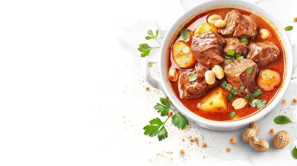 An aromatic watercolor scene of massaman curry