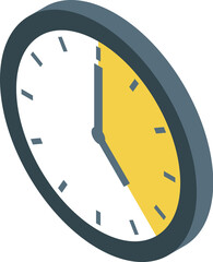 Clock face showing time passing in isometric view