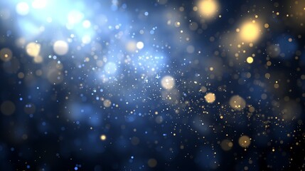 Obraz premium Abstract Bokeh Background with Glowing Lights in Blue and Gold