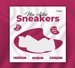Modern Sport shoes and Best selling walking shoes also new arrival men's shoes social media post design, web banner design and Instagram post template. 
