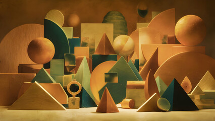 Muted Palette Abstract Dance Geometric Dreamscapes