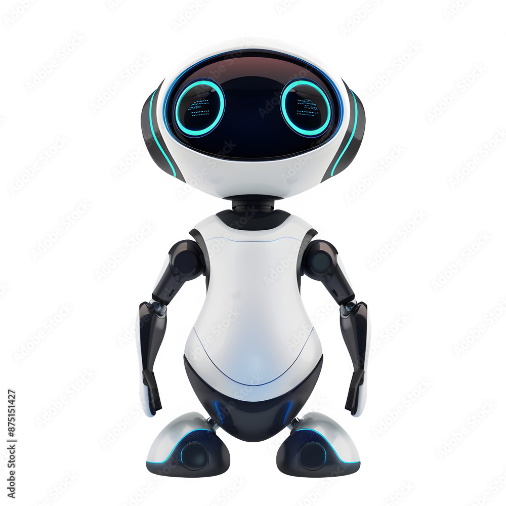 Aufkleber cute futuristic robot character on transparent background
