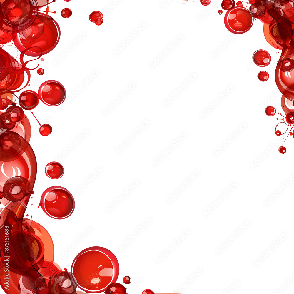 Poster red bubbles frame on transparent background