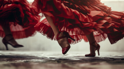Obraz premium Dynamic performance of flamenco dancers